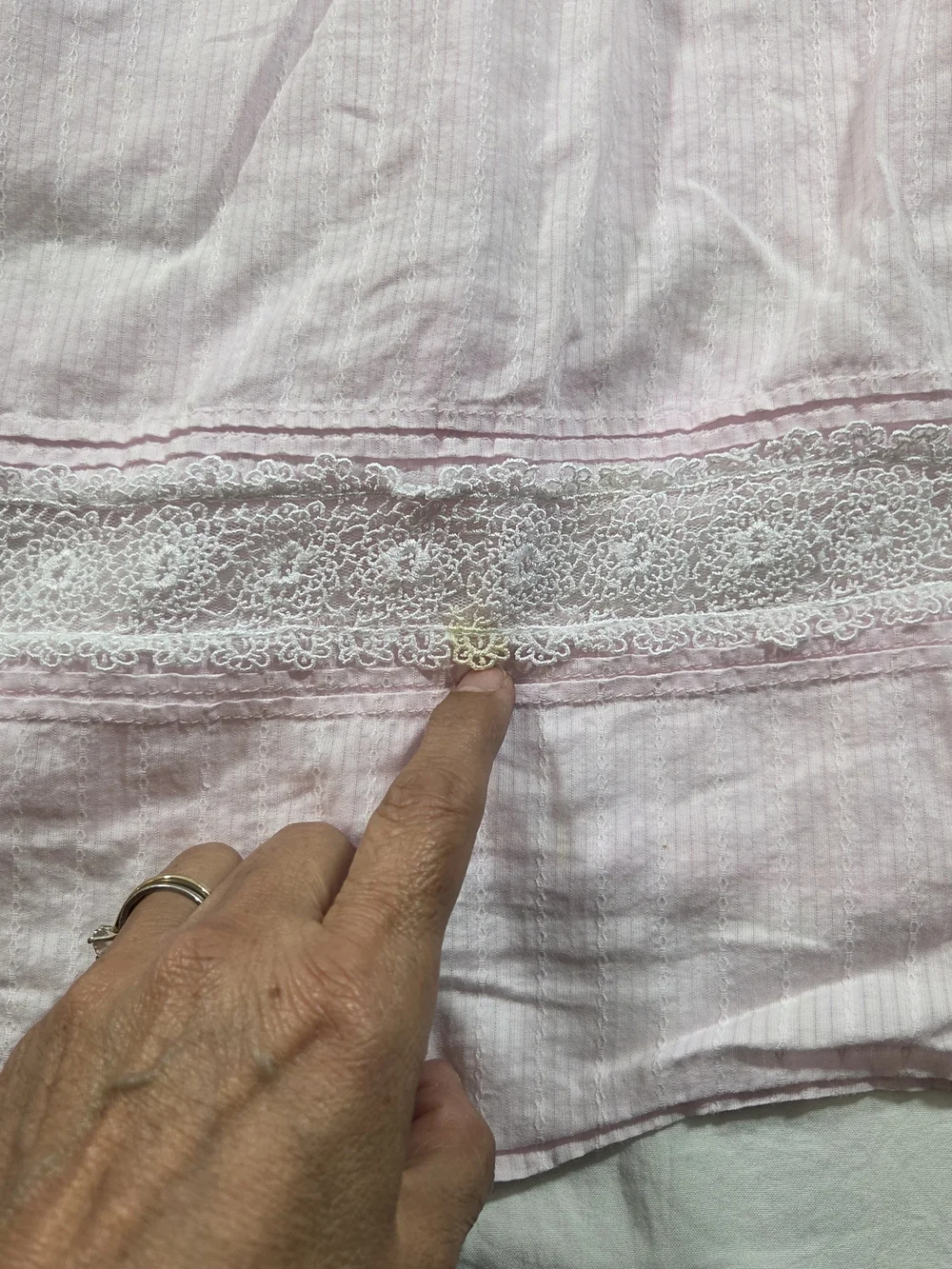 Eileen West Pale Pink Cotton Nightgown Smocked Bodice Lace Trim Sleeveless - Picture 10 of 13